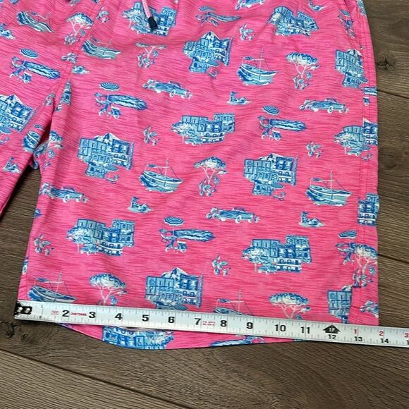 Peter Millar 8” Seaside Positano Paradise Lined Swim Trunks Pink Blue Size XXL - Picture 9 of 11